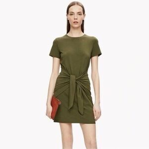 Theory Olive Green Knotted T Shirt Short Sleeve Dress Women’s Size Small